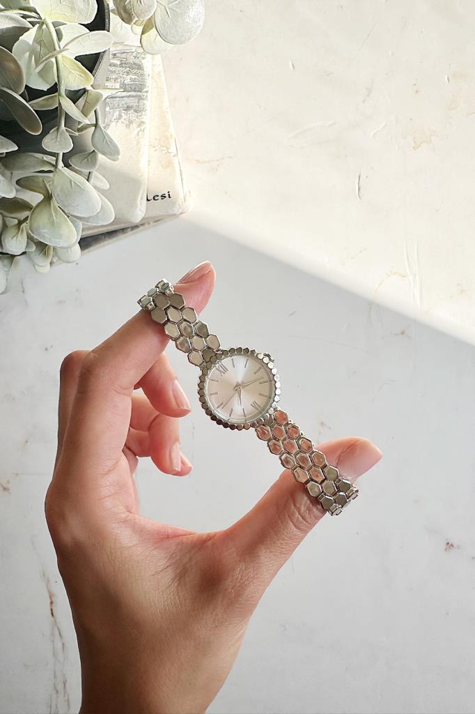 Hera Gri Petek Kordon Kadın Kol Saati