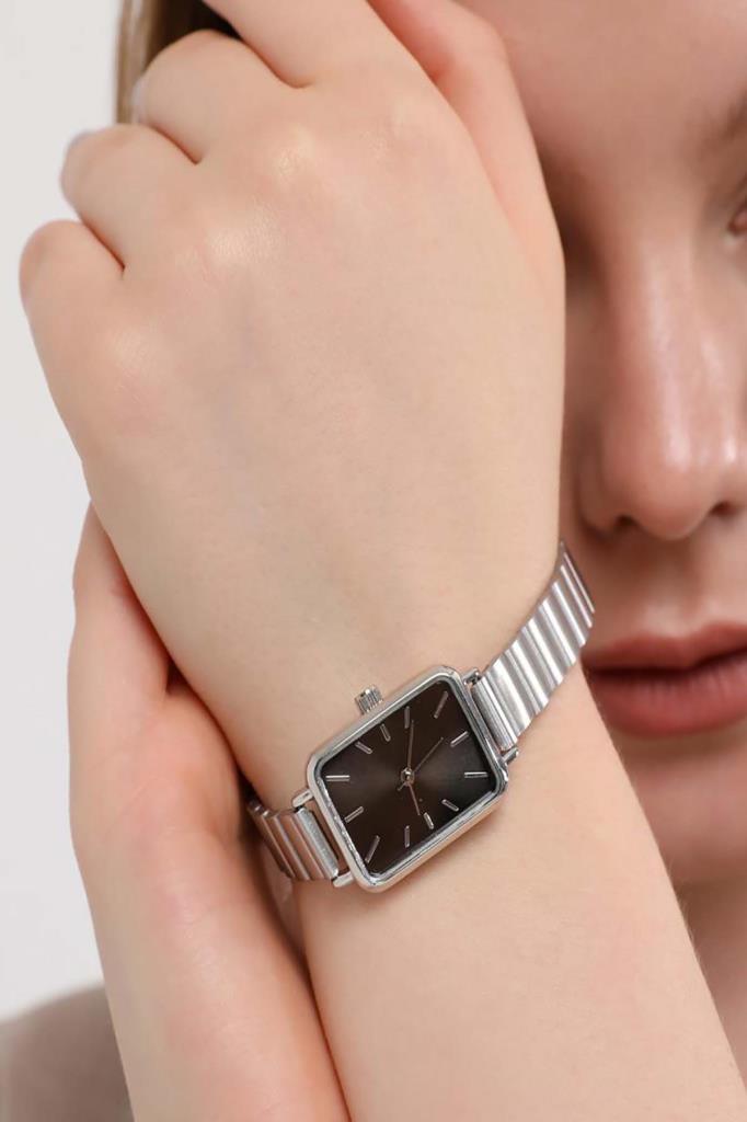 Asteria Black Dial Silver Strap Women's Wristwatch