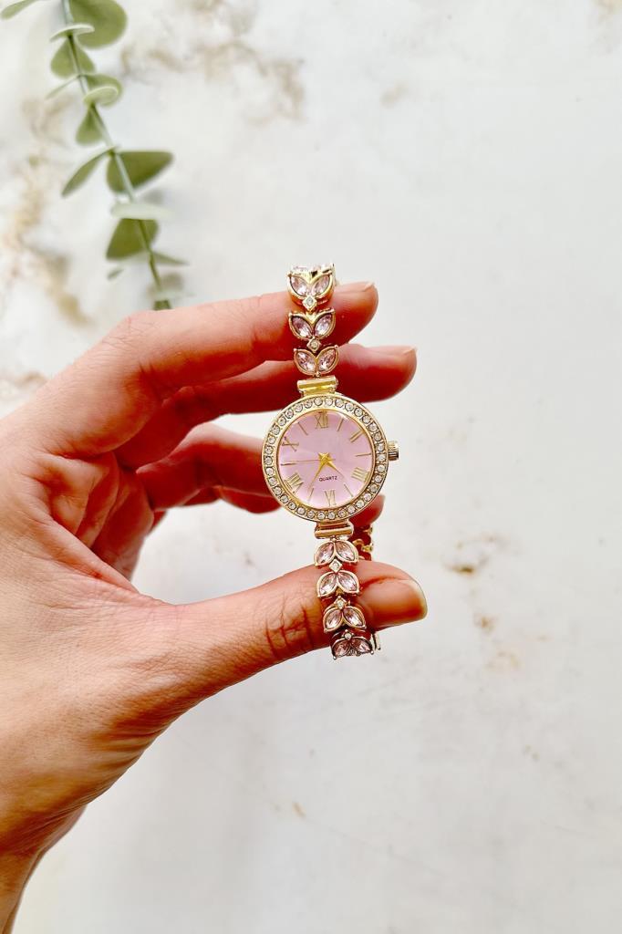 Dienna Gold Pembe Taşlı Kadın Kol Saati