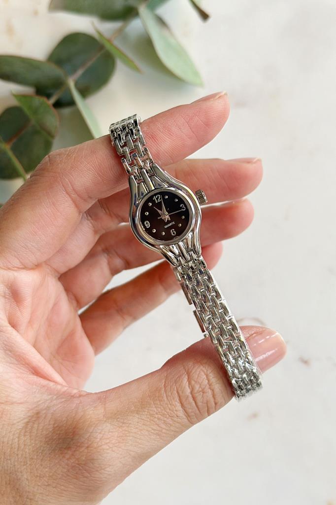 Enna Black Dial Silver Women's Wristwatch