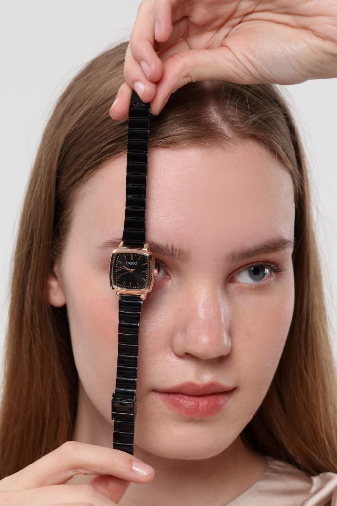 Fiona Rose Case Black Strap Women's Wristwatch