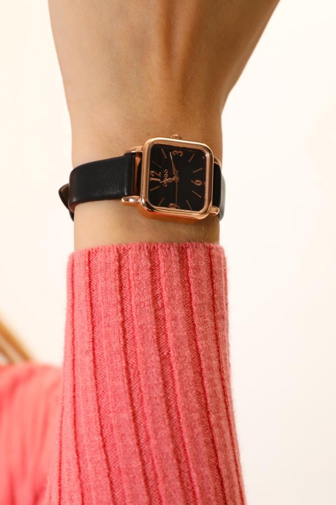 Gunhild Rose Case Black Strap Women's Wristwatch