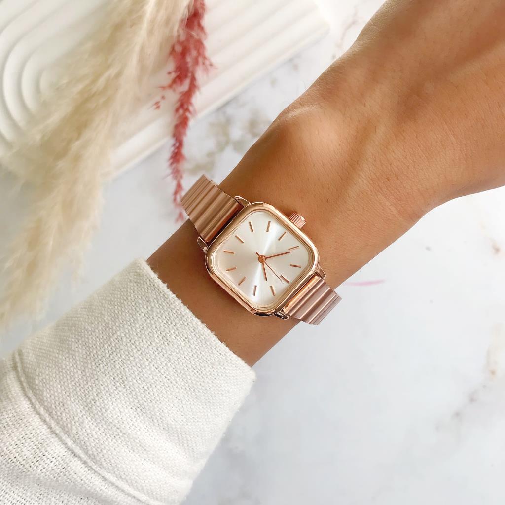 Hemera Silver Dial Rose Metal Women's Wristwatch