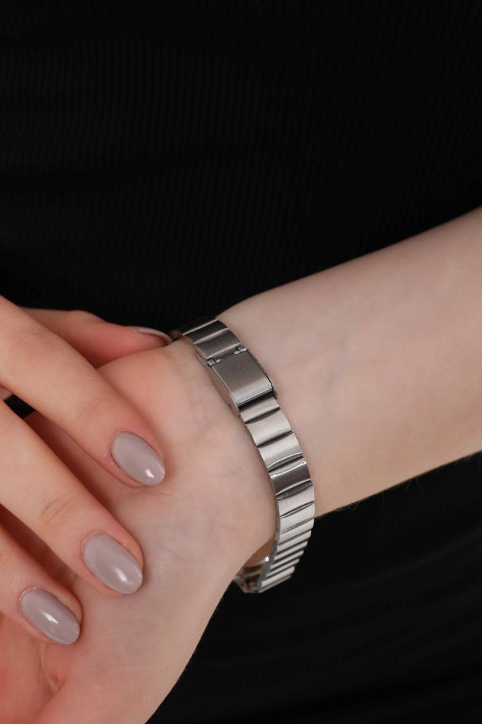 Lilith Roman Numeral Black Dial Silver Strap Women's Wristwatch