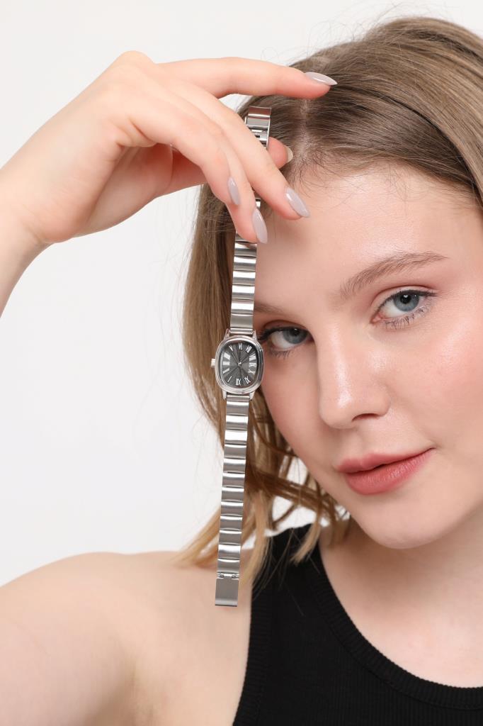 Lilith Roman Numeral Black Dial Silver Strap Women's Wristwatch