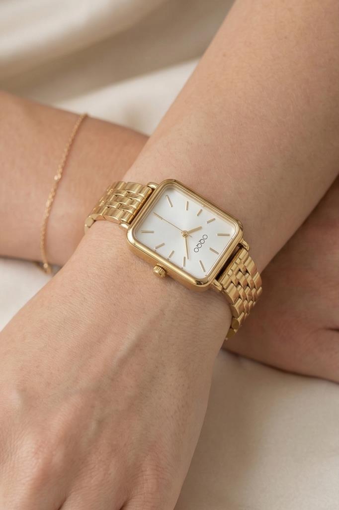 Luna Silver Dial Gold Strap Women's Watch