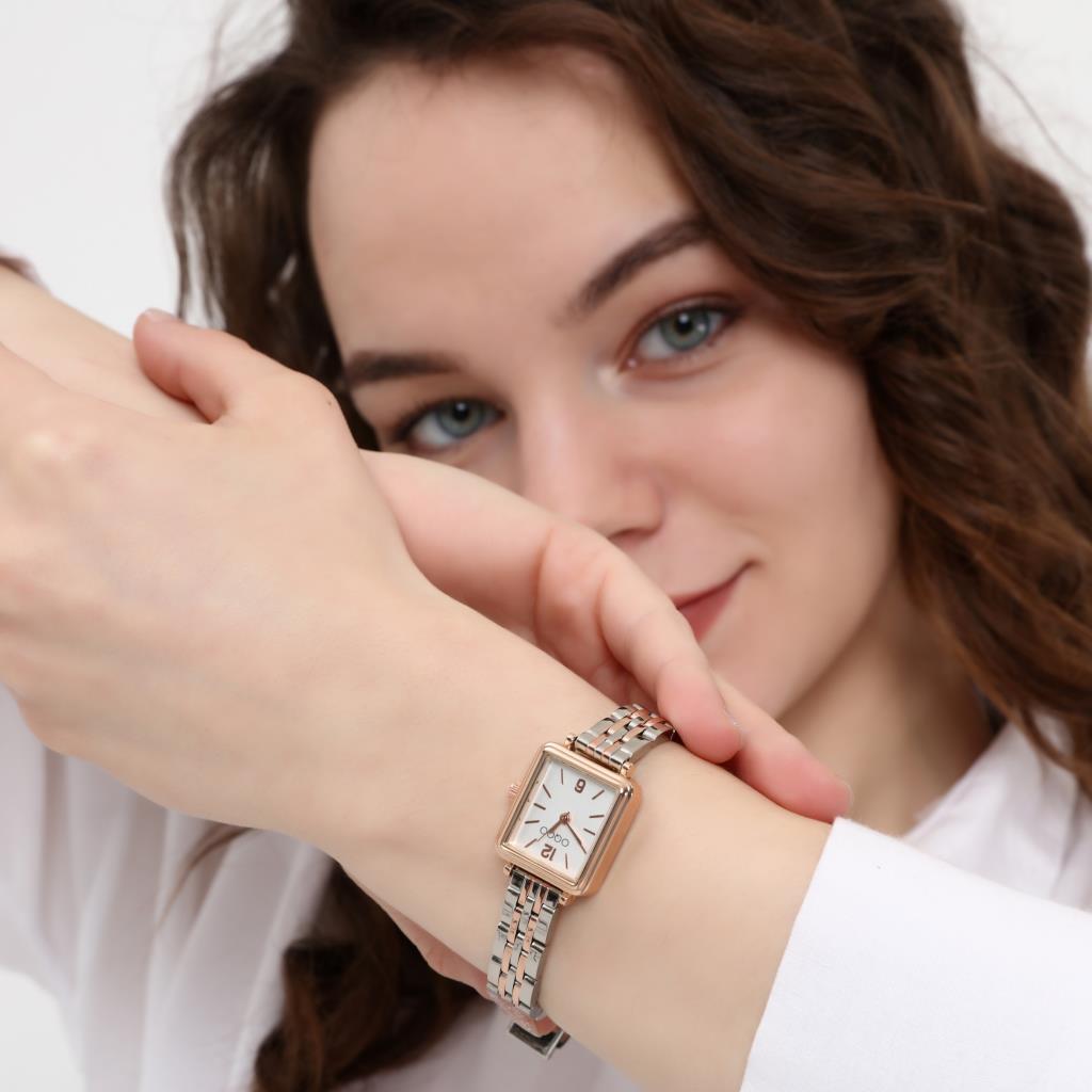 Maiar Square Case Rose Silver Strap Women's Wristwatch