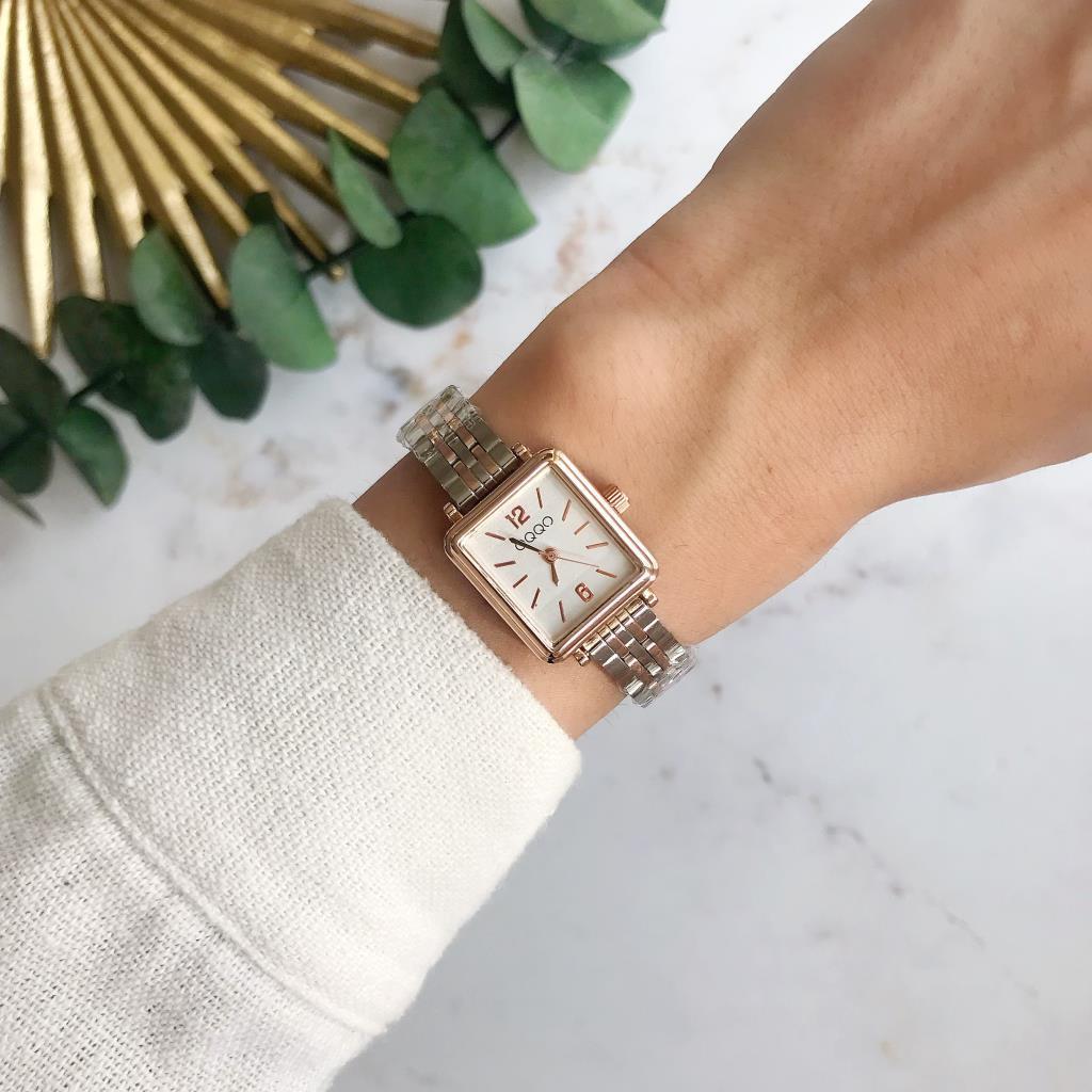 Maiar Square Case Rose Silver Strap Women's Wristwatch
