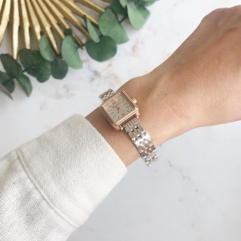 Maiar Square Case Rose Silver Strap Women's Wristwatch