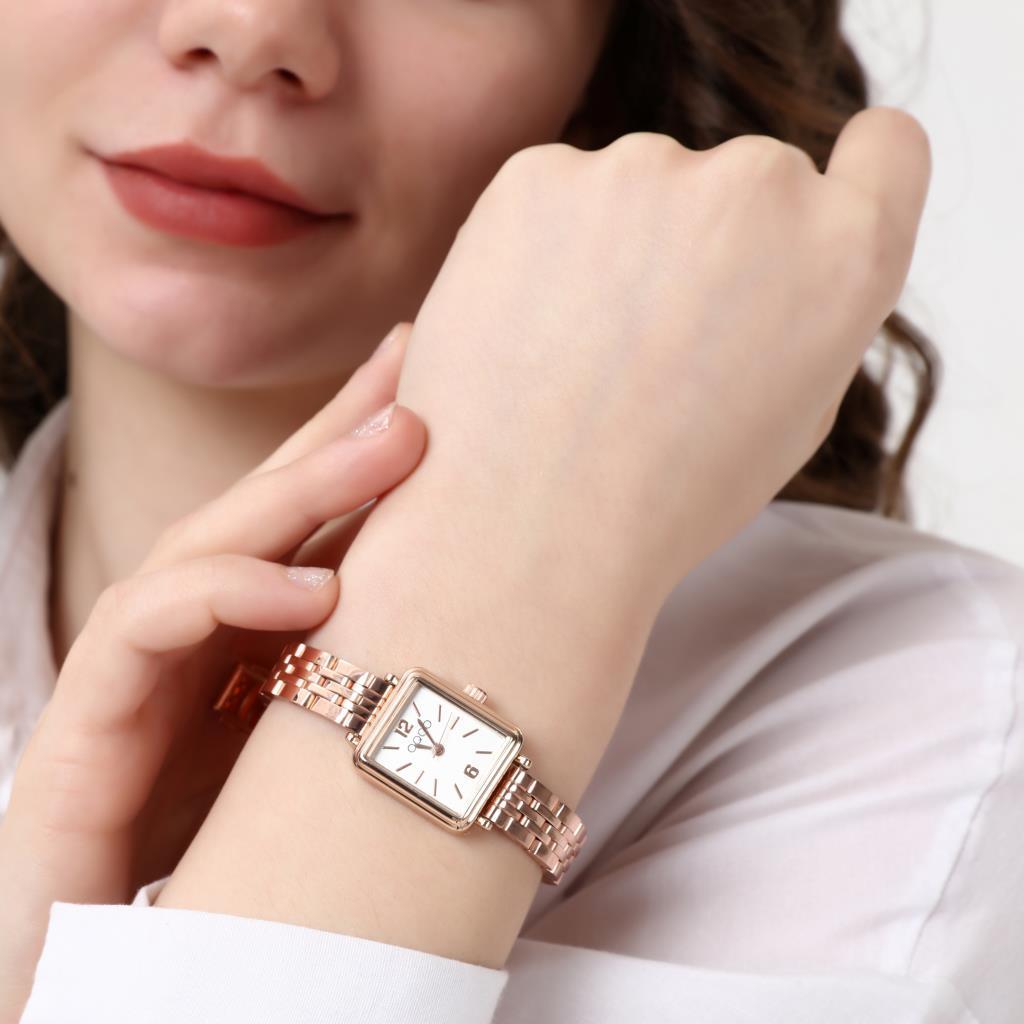 Maiar Square Case Rose Strap Women's Wristwatch