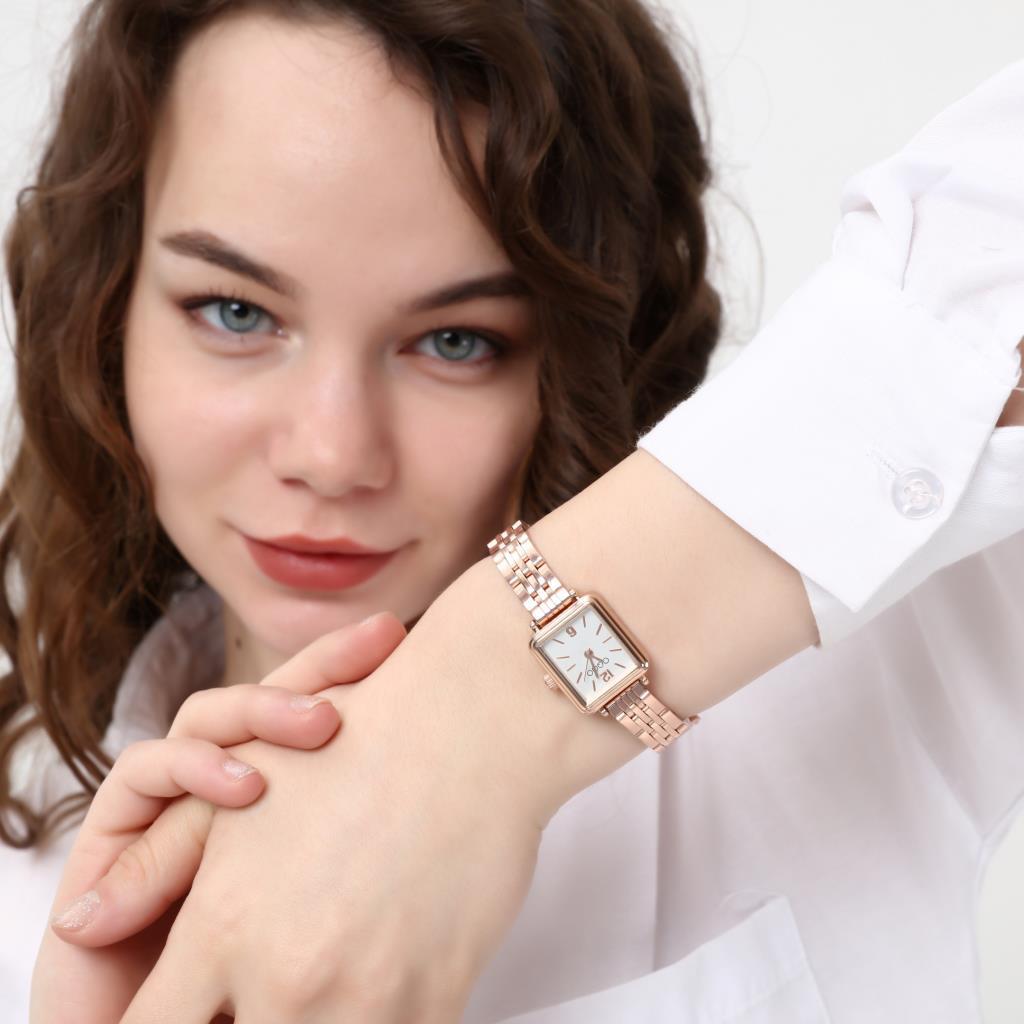 Maiar Square Case Rose Strap Women's Wristwatch