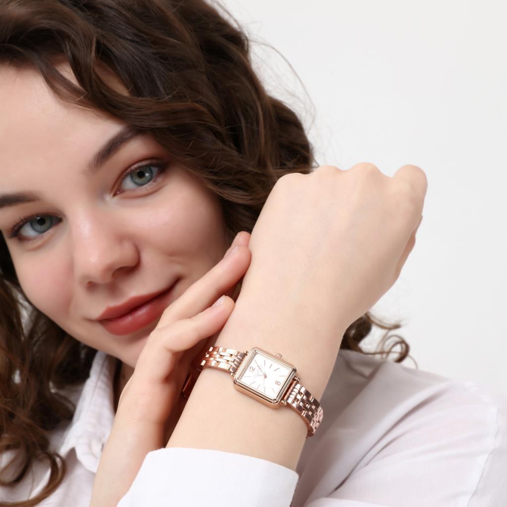 Maiar Square Case Rose Strap Women's Wristwatch