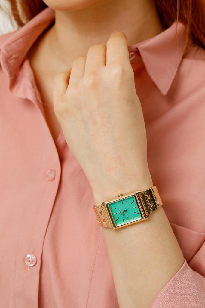 Maria Green Dial Gold Band Women's Wristwatch