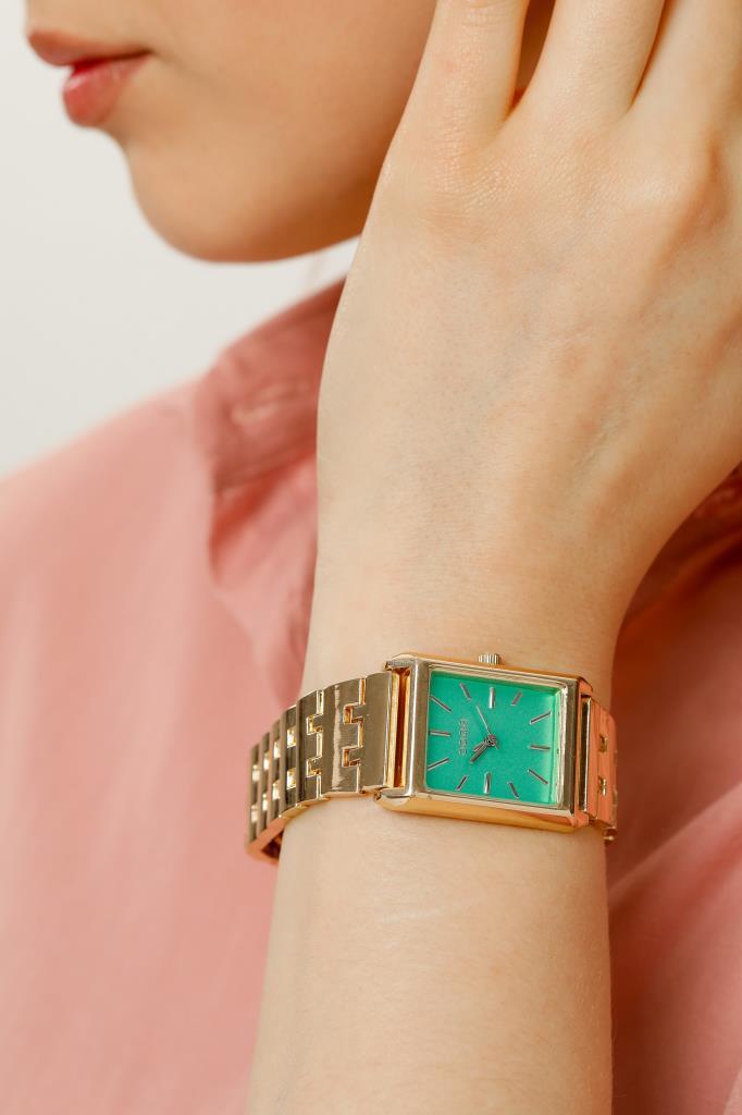 Maria Green Dial Gold Band Women's Wristwatch