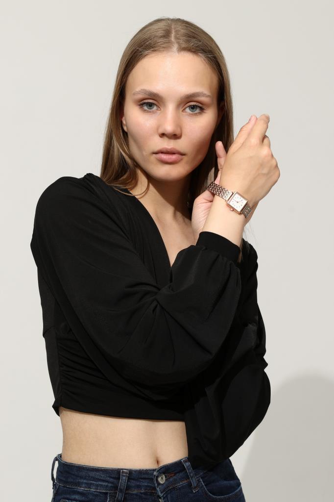 Minimal Square Rose Case Rose Silver Strap Women's Wristwatch