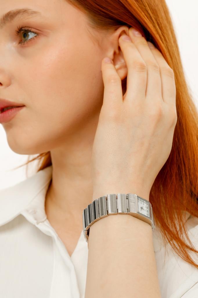 Noi White Dial Silver Strap Women's Wristwatch