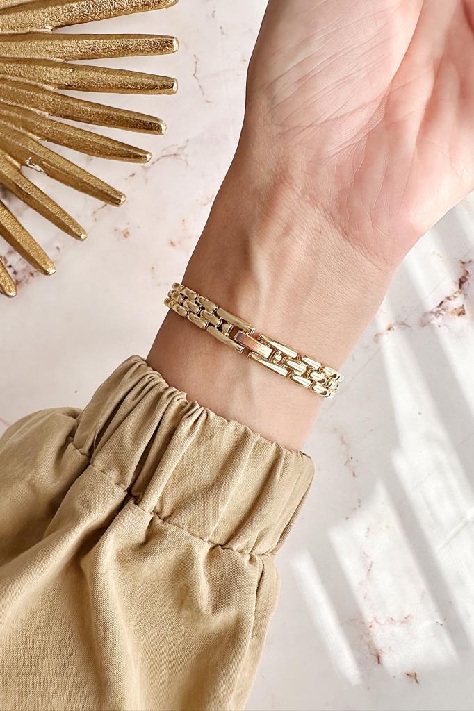 Nysa Green Dial Gold Strap Women's Watch