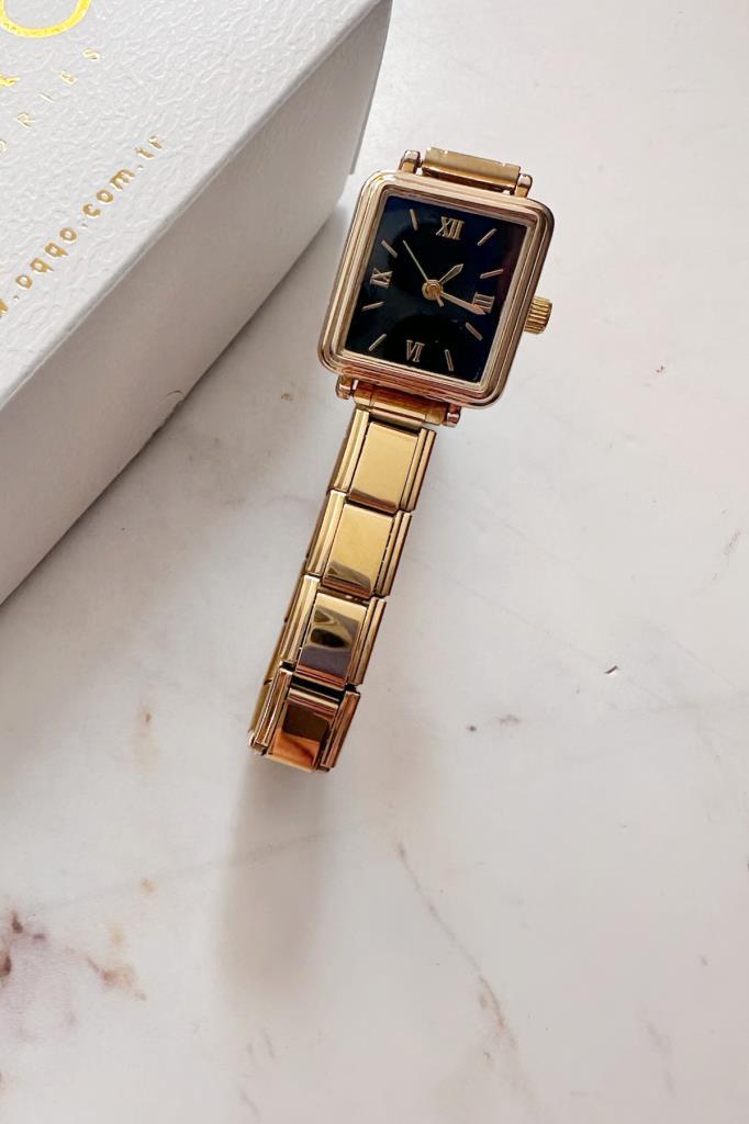 Petra Gold Kordon Siyah Kadran Kadın Kol Saati