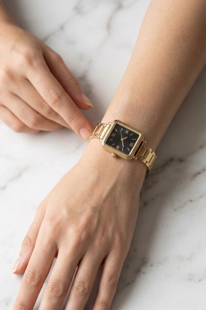 Petra Gold Strap Black Dial Women's Wristwatch