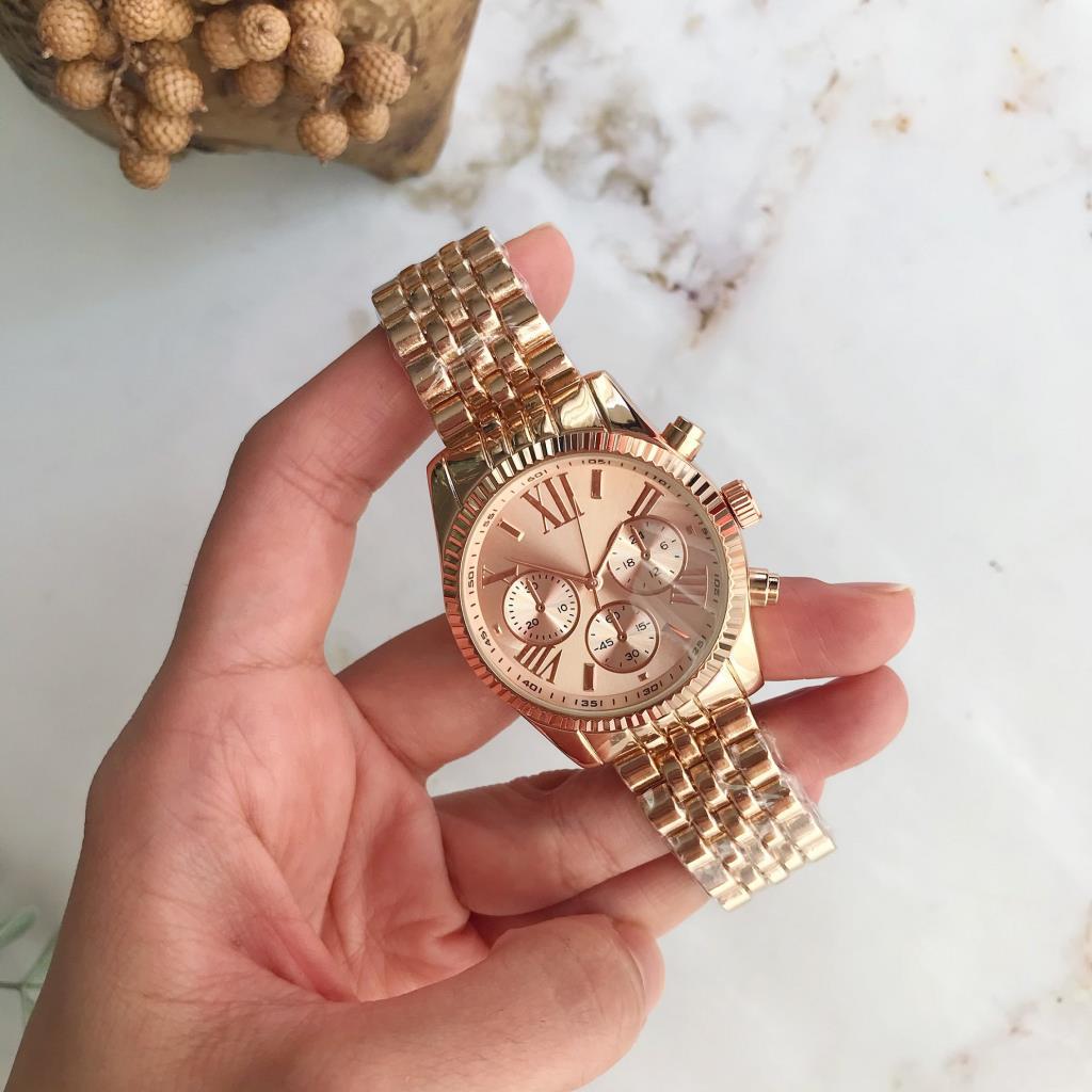 Rose Gold Women's Wristwatch with Roman Numeral Case Detail