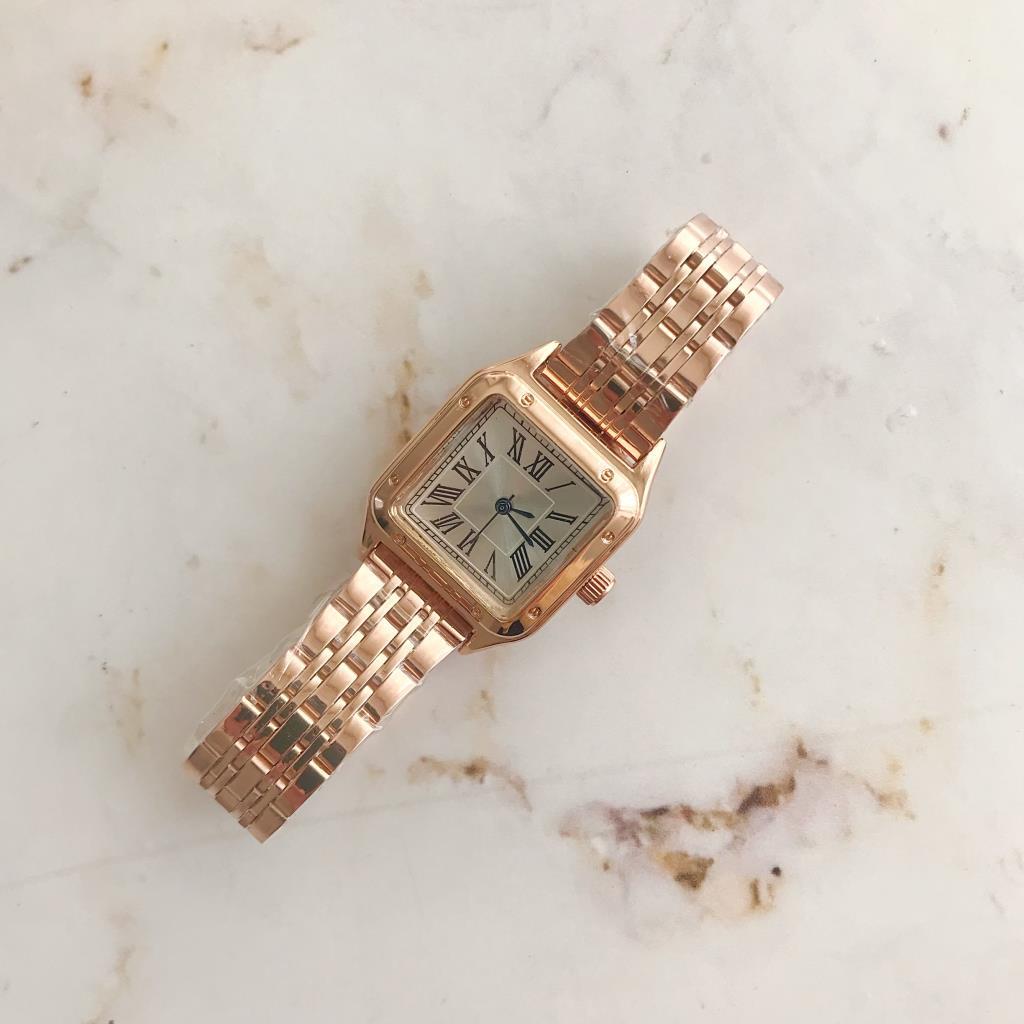 Roman Numeral Rose Case Rose Strap Women's Wristwatch