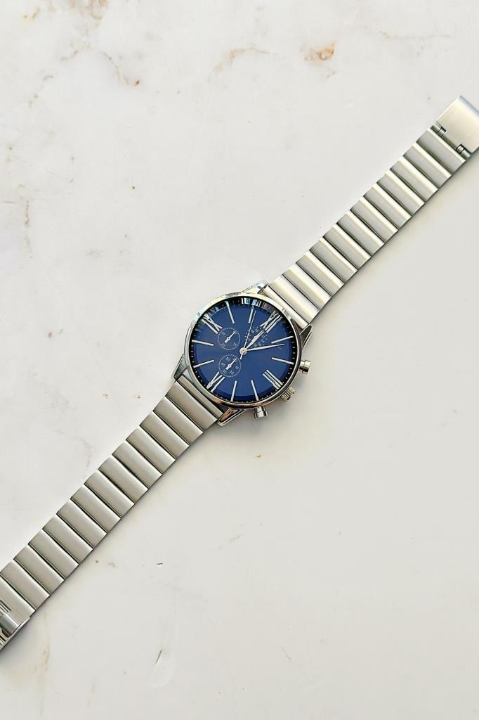 Savona Navy Blue Dial Silver Strap Men's Wristwatch