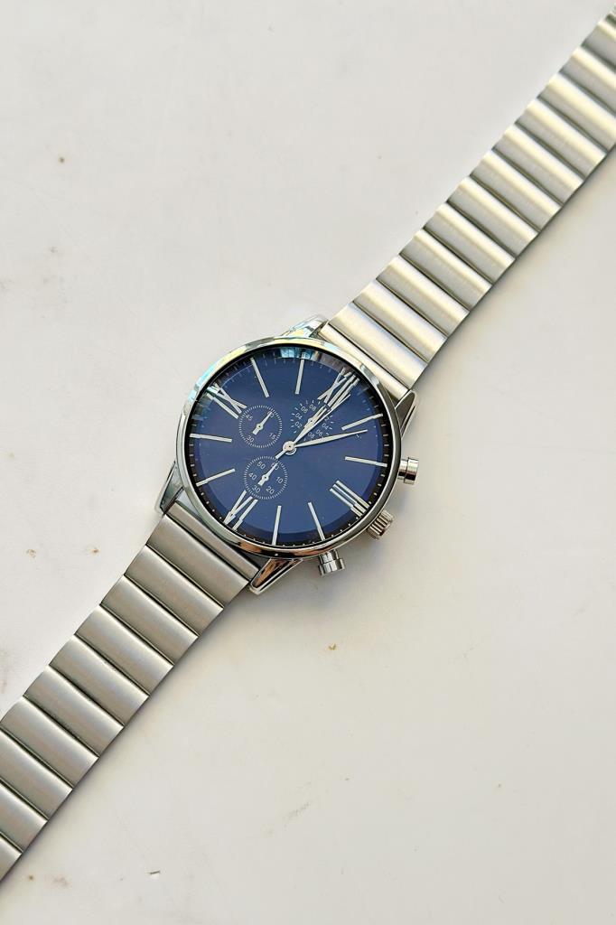 Savona Navy Blue Dial Silver Strap Men's Wristwatch