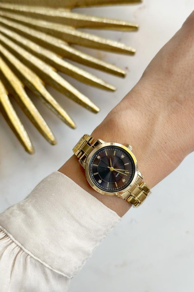 Veneto Black Dial Gold Women's Wristwatch