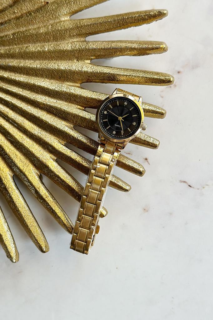 Veneto Black Dial Gold Women's Wristwatch
