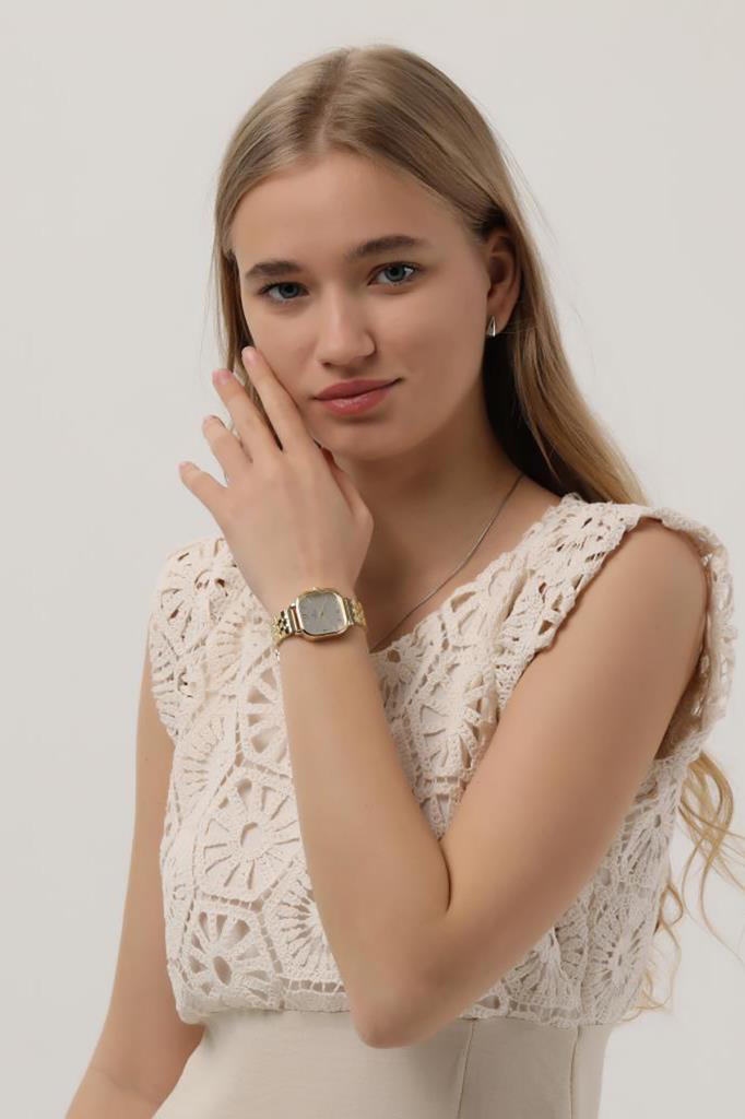 Yavanna Silver Dial Gold Band Women's Wristwatch