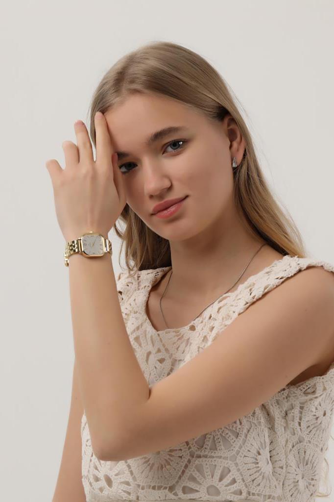 Yavanna Silver Dial Gold Band Women's Wristwatch