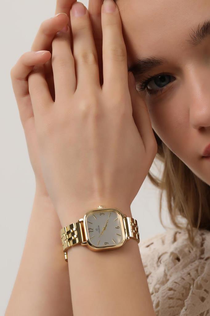 Yavanna Silver Dial Gold Band Women's Wristwatch