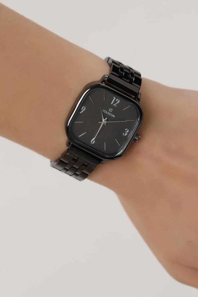 Yavanna Silver Number Black Strap Women's Wristwatch