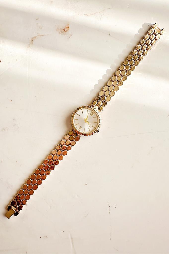 Hera Gold Petek Kordon Kadın Kol Saati