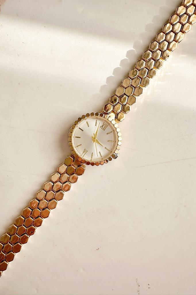 Hera Gold Petek Kordon Kadın Kol Saati