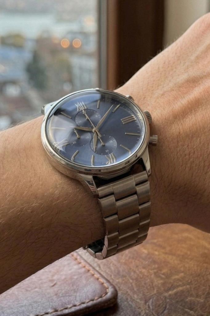 Ares Mavi Kadran Gri Kordon Erkek Kol Saati