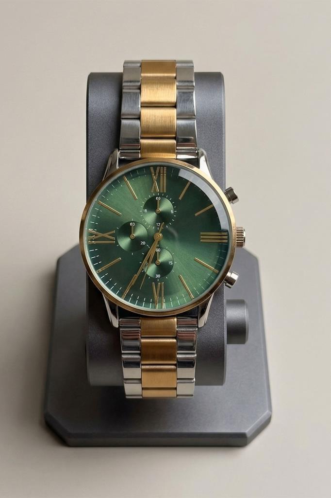 Ares Yeşil Kadran Gold Gümüş Kordon Erkek Kol Saati