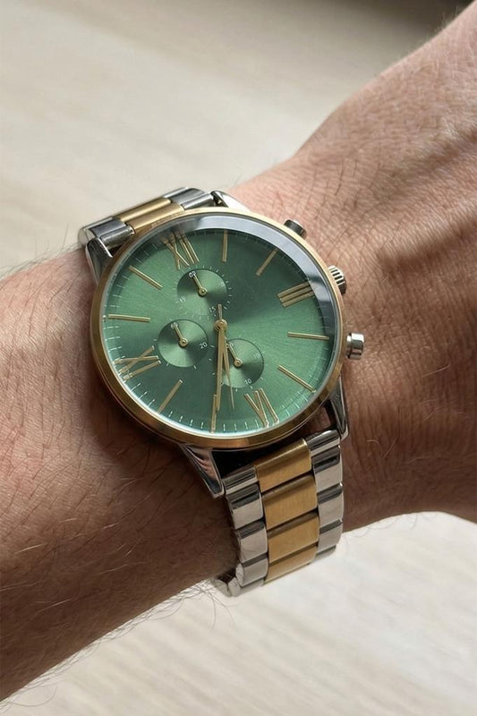Ares Yeşil Kadran Gold Gümüş Kordon Erkek Kol Saati