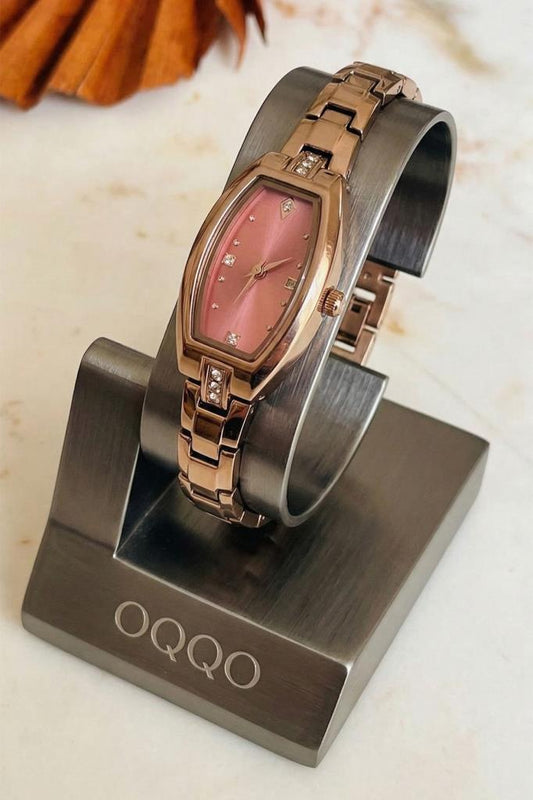 Aris Bronz Kahve Kordon Minimal Taşlı  Bordo Kadran Kadın Kol Saati