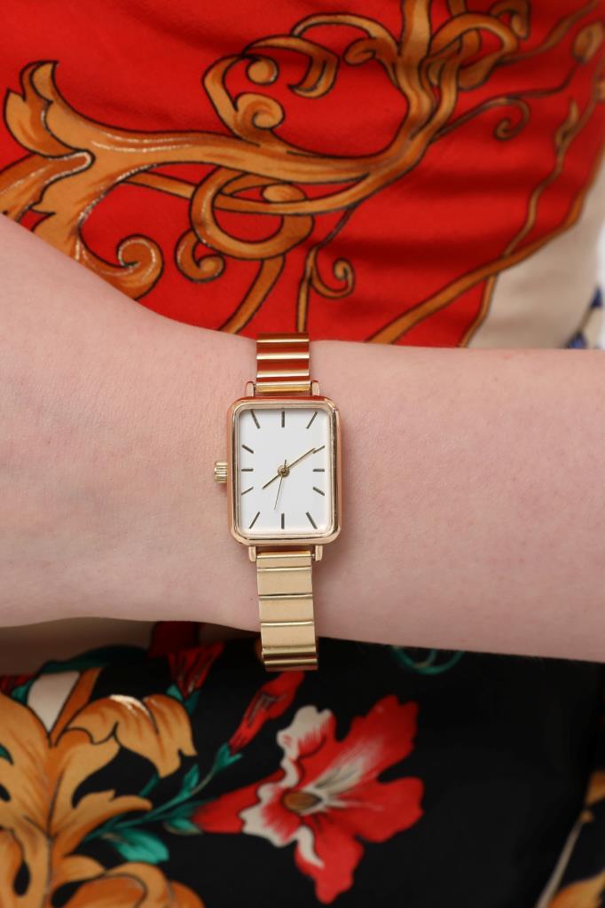 Asteria Gümüş Kadran Gold Kordon Kadın Kol Saati