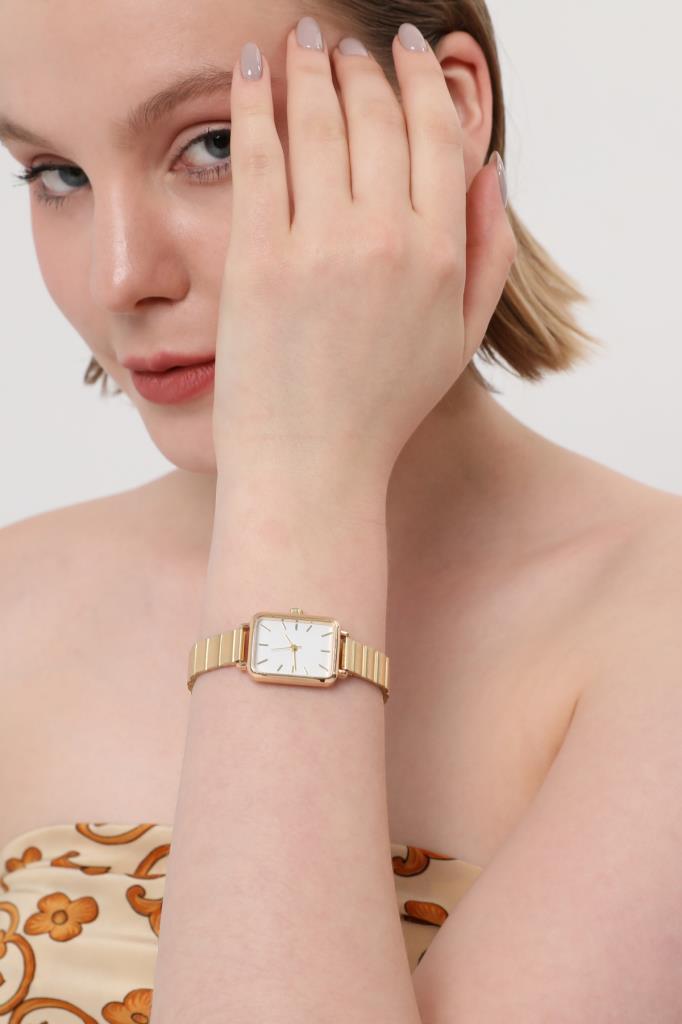 Asteria Gümüş Kadran Gold Kordon Kadın Kol Saati