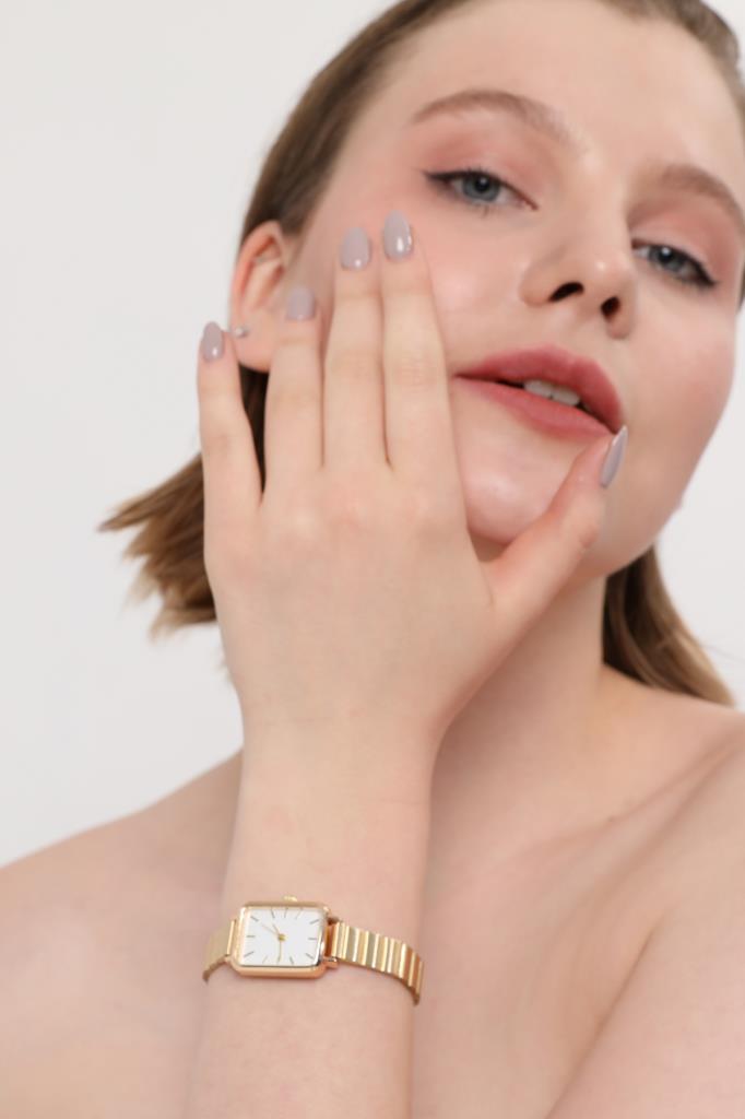 Asteria Gümüş Kadran Gold Kordon Kadın Kol Saati