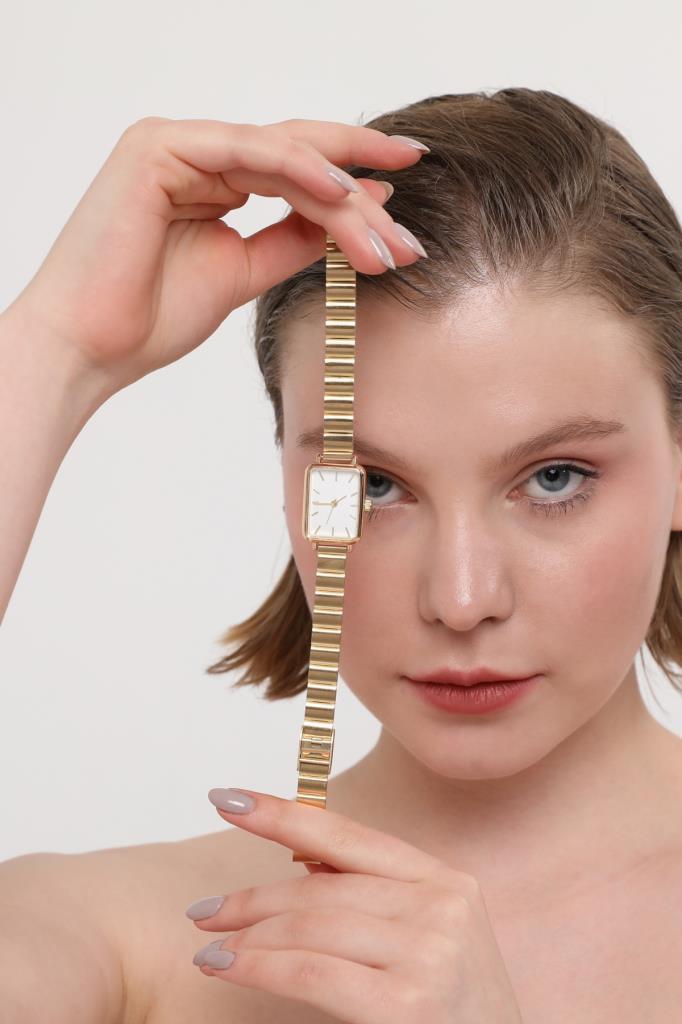 Asteria Gümüş Kadran Gold Kordon Kadın Kol Saati