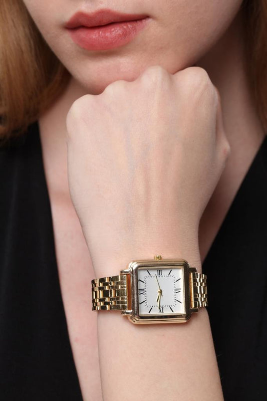 Daisy Gold Cord Square Case Roman Numeral Women's Wristwatch