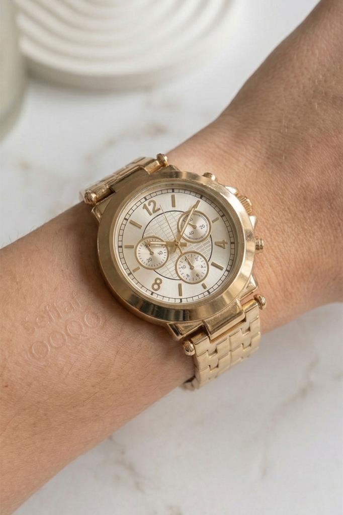 Dione Beyaz Kadran Gold Kordon Kadın Kol Saati