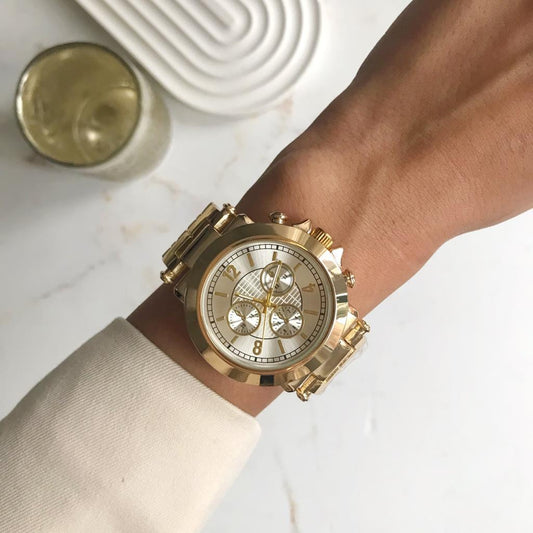 Dione White Dial Gold Band Women's Wristwatch