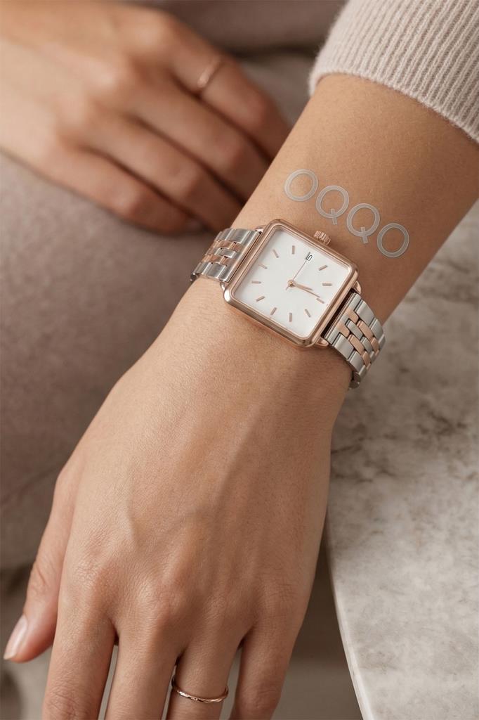 Fully Rose Kasa Rose Gold Gümüş Kare Kadın Kol Saati