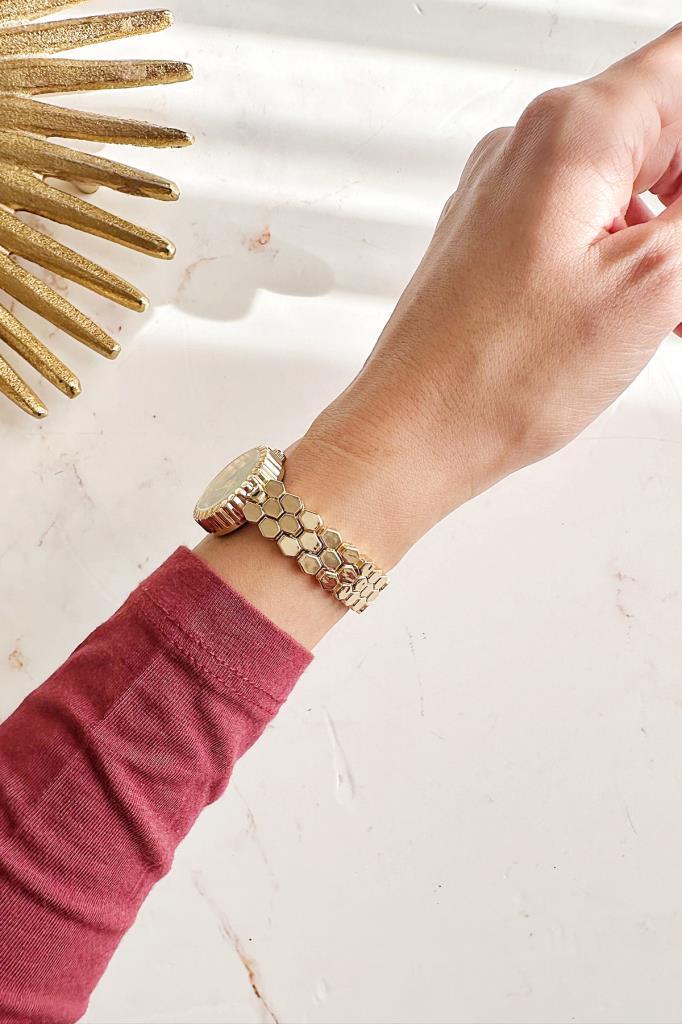 Hera Gold Petek Kordon Yeşil Kadran Kadın Kol Saati