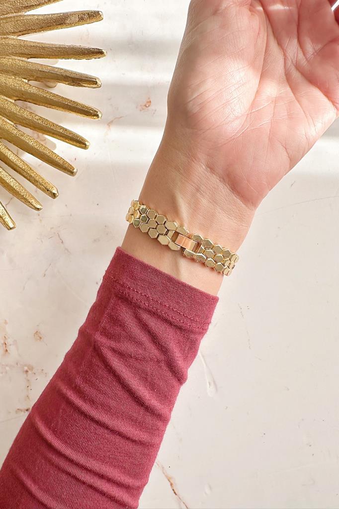 Hera Gold Petek Kordon Yeşil Kadran Kadın Kol Saati