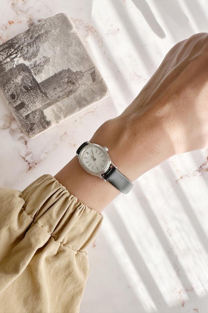 Iris Grey Case Black Strap Women's Watch 